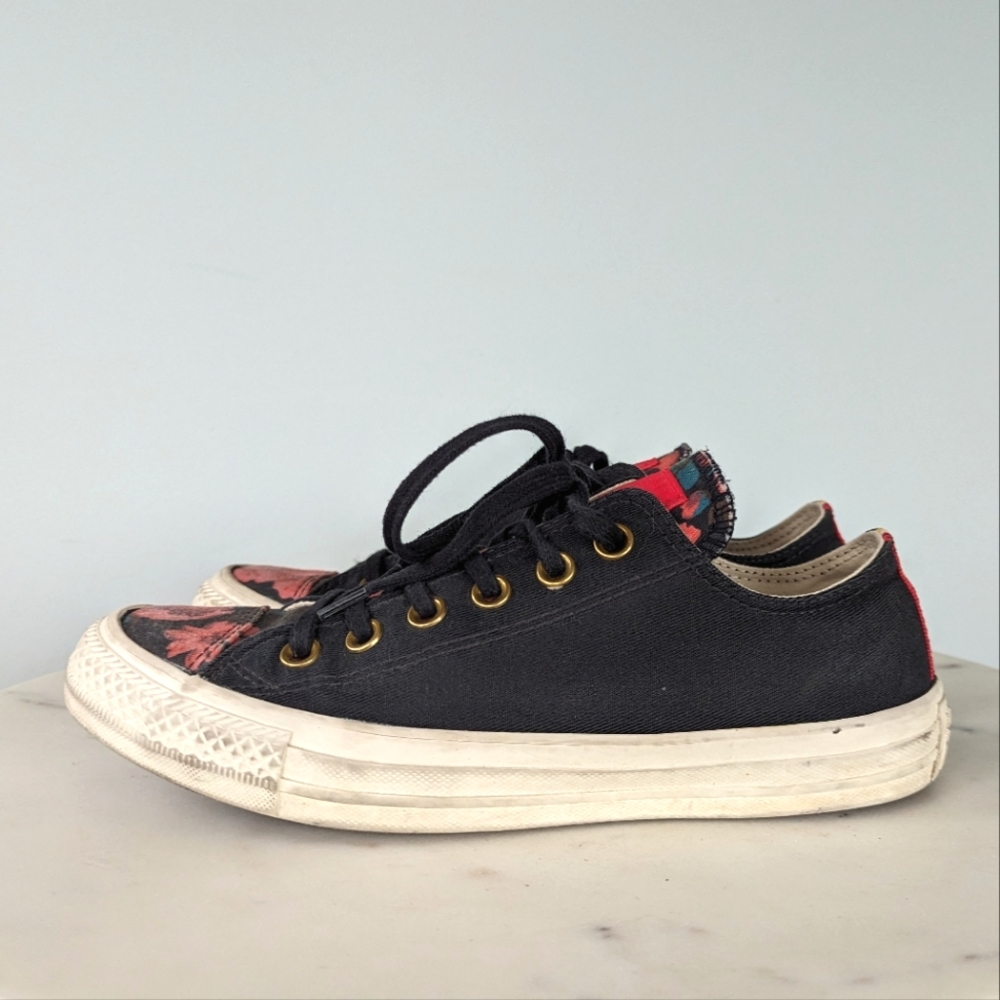 Converse Women's Black & Red Floral Low Top Sneakers - Picture 10 of 14
